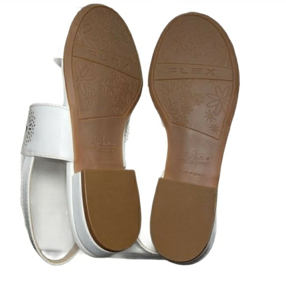 Corinne White Open Toe Stretch Slingback Sandals - Picture 7 of 10